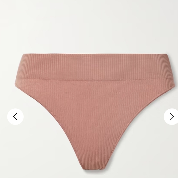 3pcs-SKIMS STRETCH RIB BUNDLE IN ROSE CLAY/NWT/S/M- THONG, SHORT & HIGH NECK BRA - Picture 8 of 16